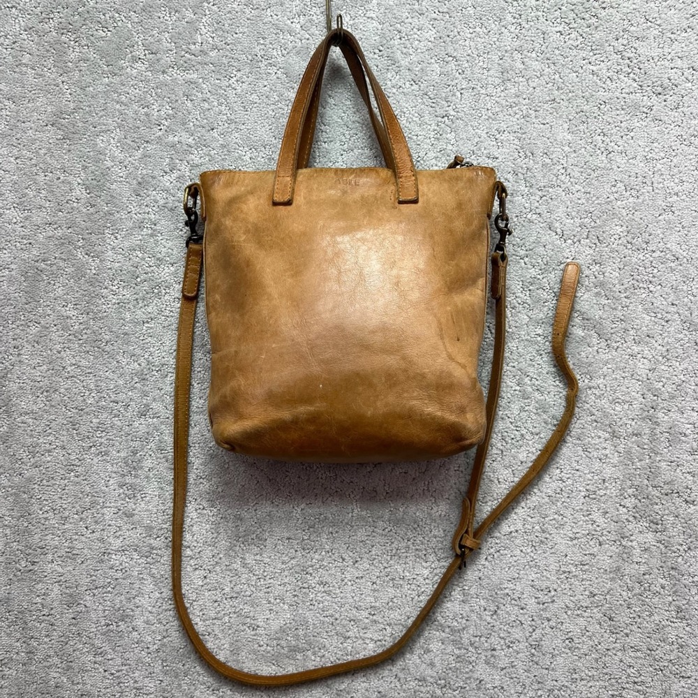 ABLE Abera Crossbody Tote Bag Tan Cognac Leather Artisan Handmade in Ethiopia